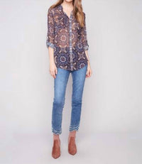 Charlie B - Printed Button-up Blouse