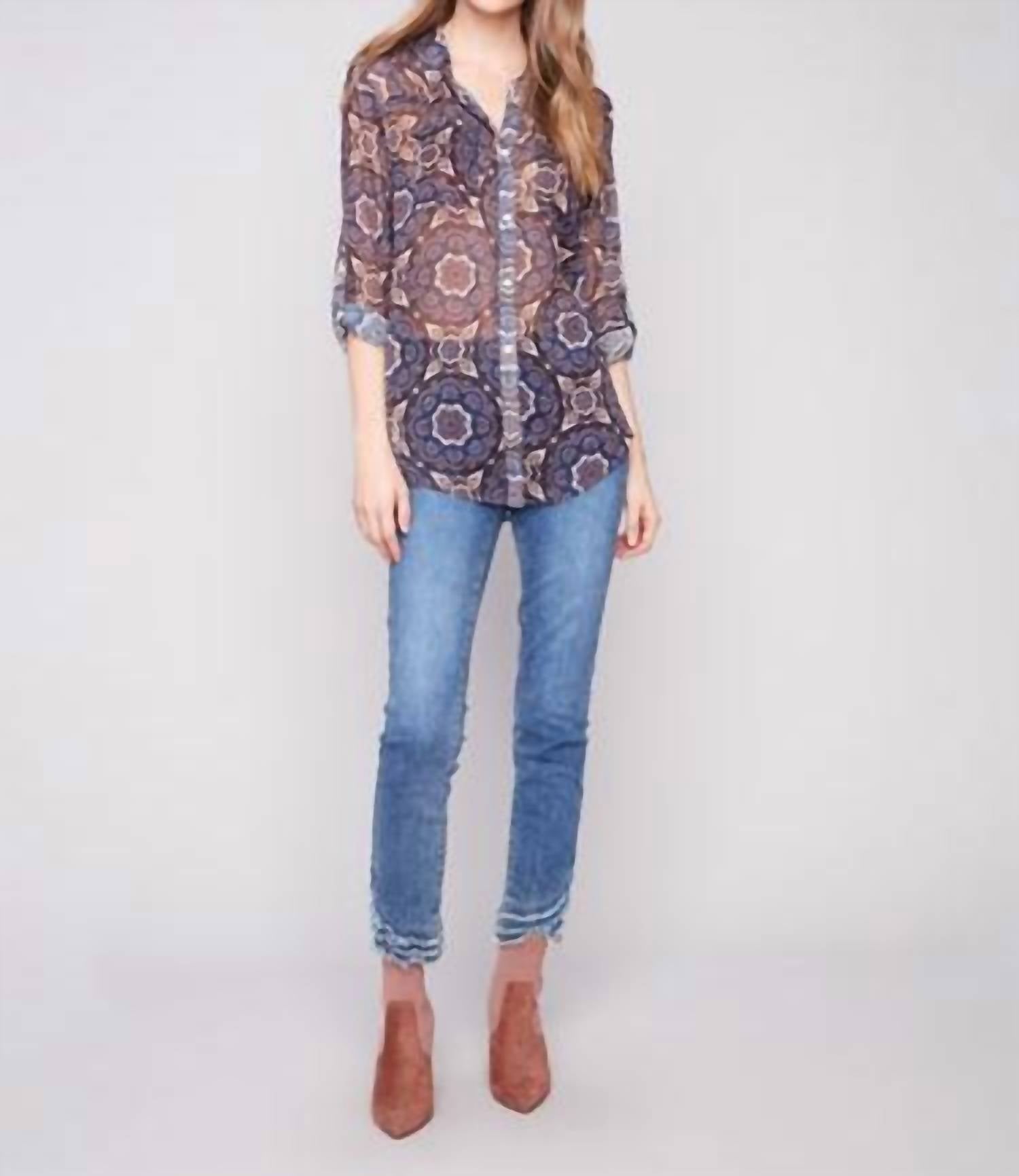 Charlie B - Printed Button-up Blouse