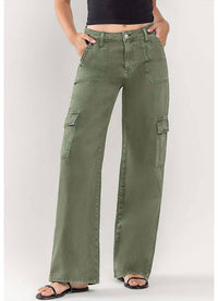 Vervet By Flying Monkey - High Rise Utility Cargo Wide Leg Jeans