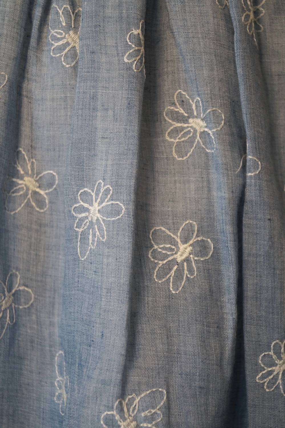 Mayoral - Girl's Two Piece Denim Dress With Embroidered Flowers