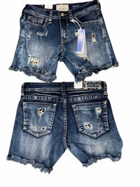 Grace In La - Women's Distressed Jean Shorts With Leopard Accent