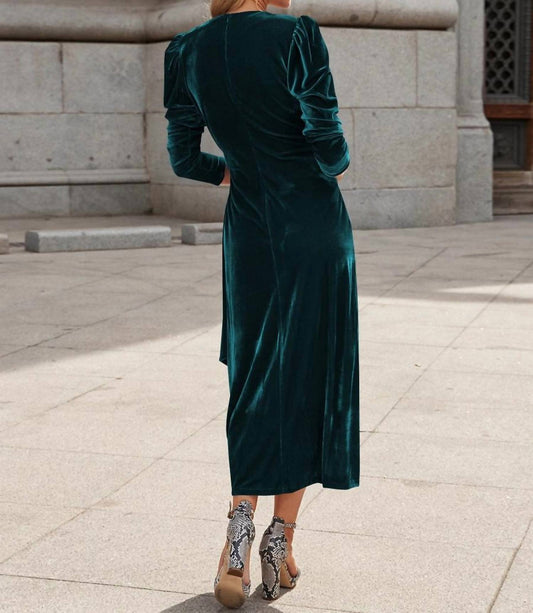Sweetkama - Waist Tie Velvet Long Dress