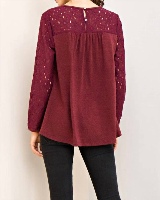 Entro - Embroidered Floral Eyelet Lace Blouse