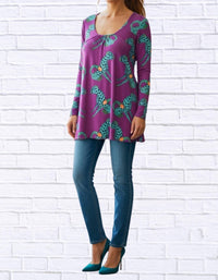 Diva Usa - Sibella Pleated Front Long Sleeve Blouse