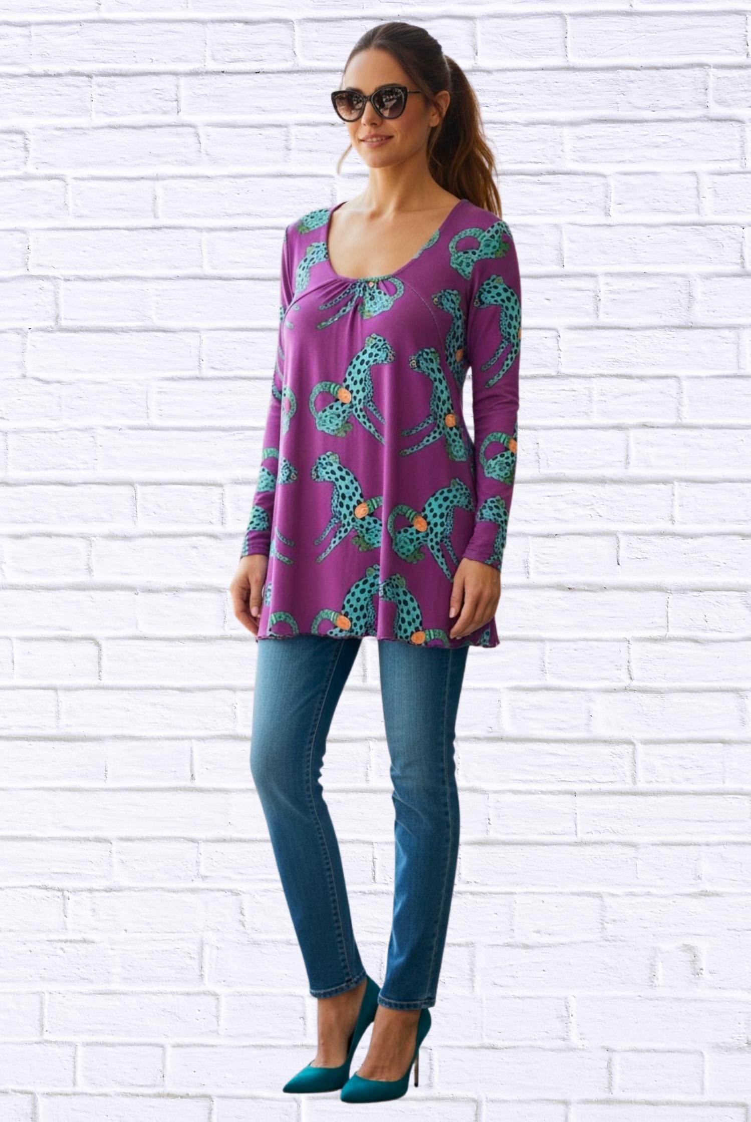 Diva Usa - Sibella Pleated Front Long Sleeve Blouse