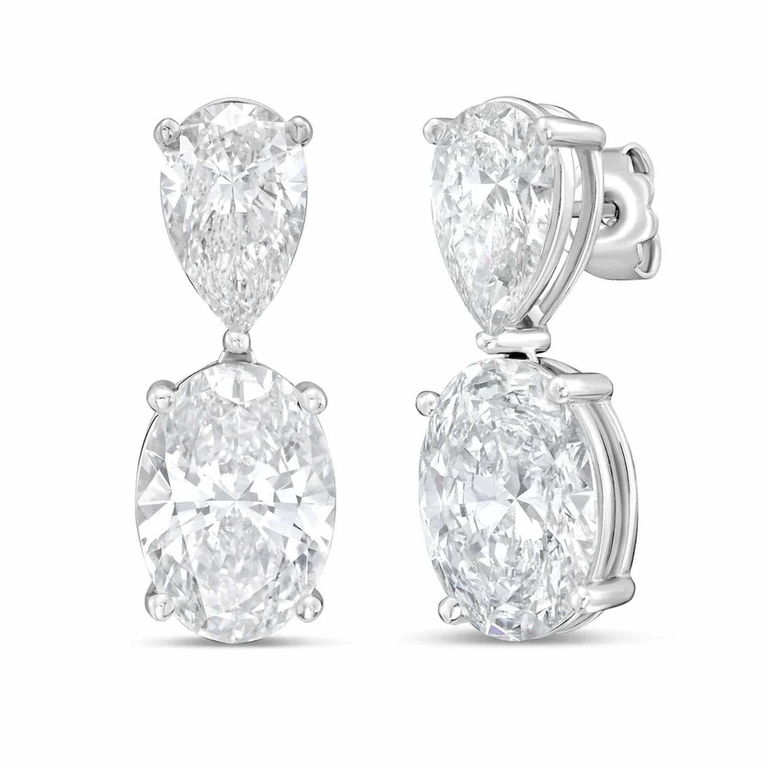 Diana M Jewels - Women's Pear Lab-Grown Diamond Stud Earrings (20.00 Ct TCW) - Signature