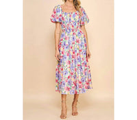 Pinch - Floral Print Short Sleeve Maxi Dress