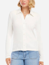 Karen Kane - Ribbed Button Front Top