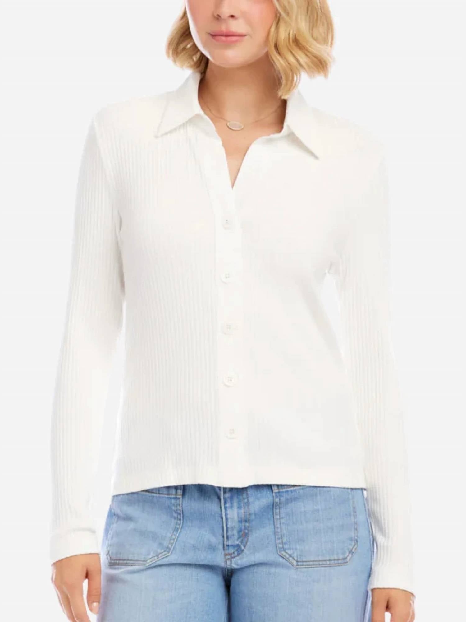 Karen Kane - Ribbed Button Front Top