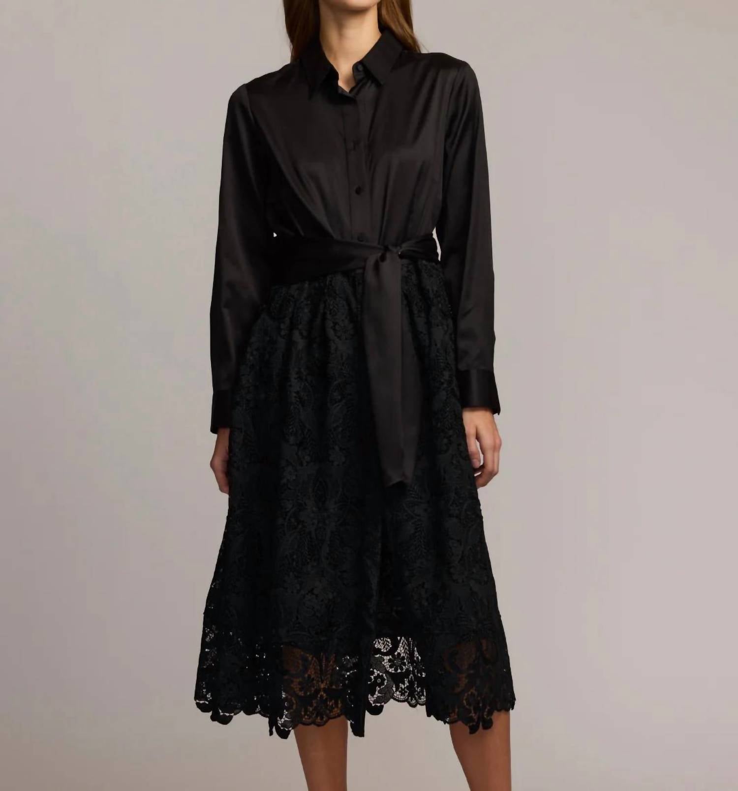 Hinson Wu Robin Long Sleeve Lace Dress in black - women's dress