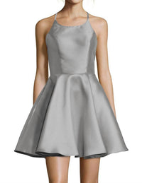 ALYCE PARIS Sleeveless Halter Cocktail Prom Dress in silver - women's dress