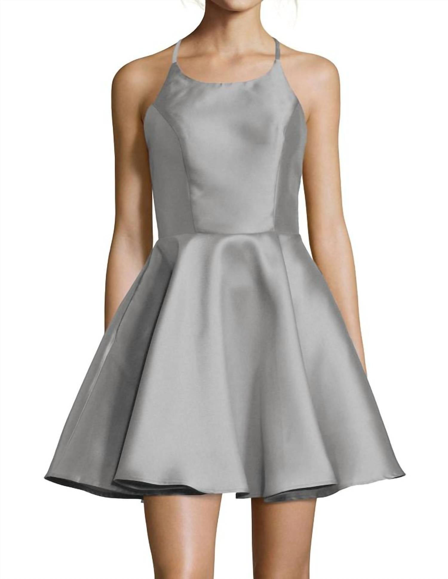 ALYCE PARIS Sleeveless Halter Cocktail Prom Dress in silver - women's dress