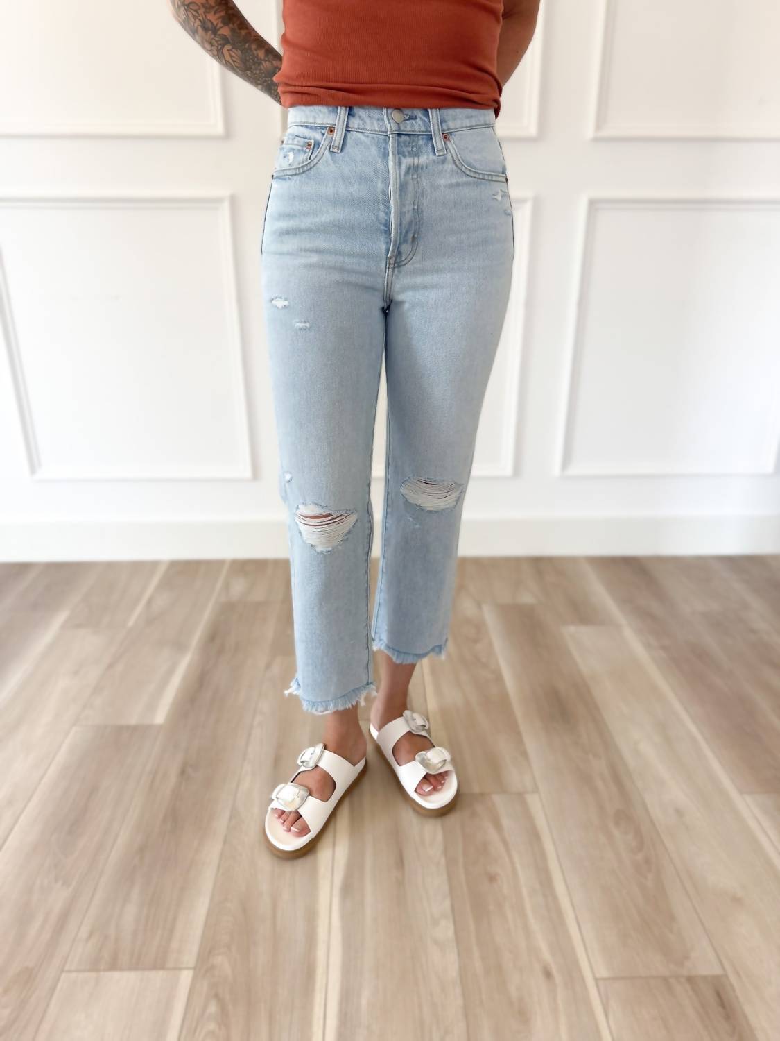 PISTOLA Dayana Straight Crop Jeans in blue - women's jeans