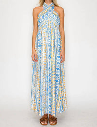 Meet Me In Santorini - Halter Maxi Dress