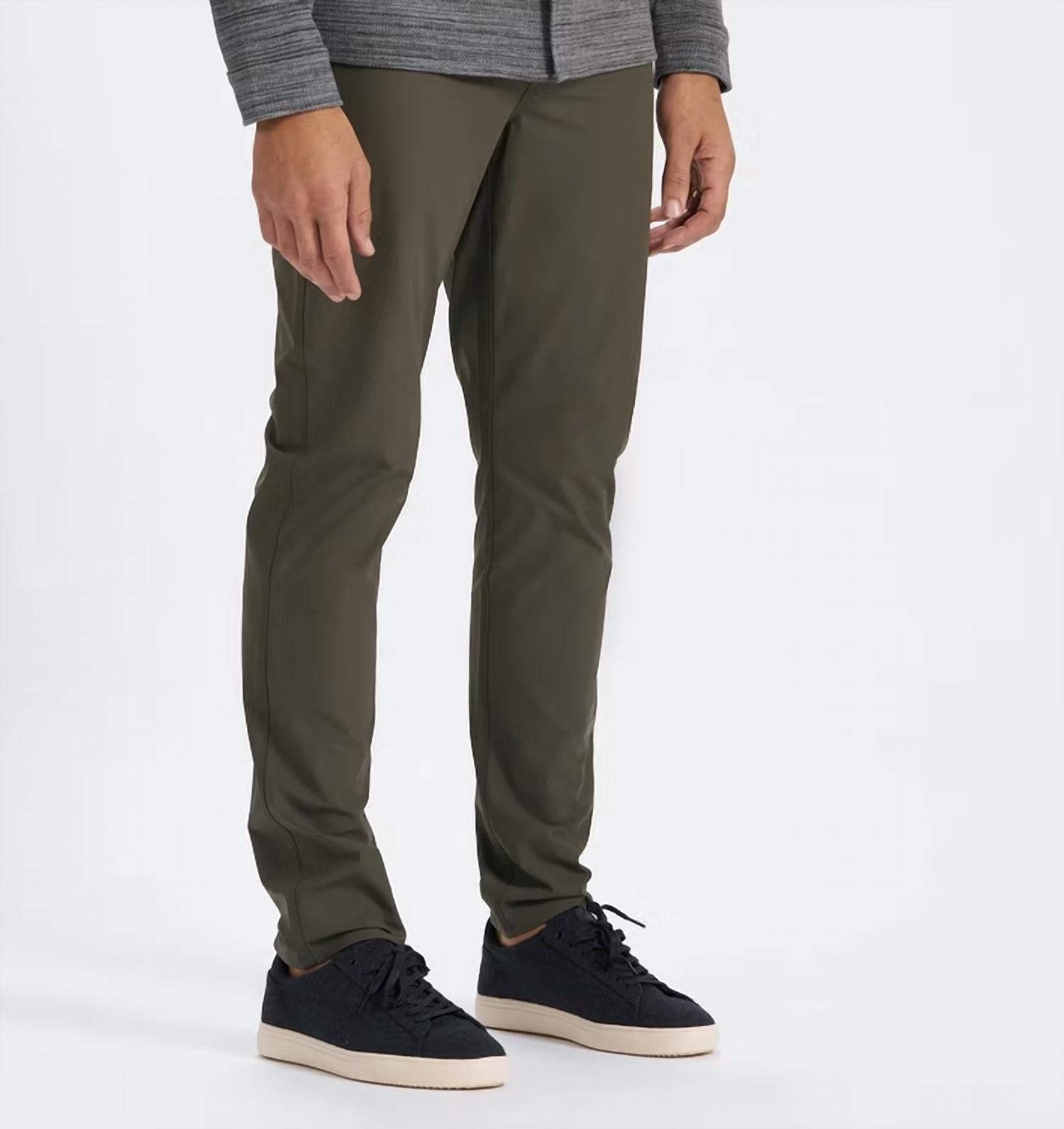 Vuori Meta Athletic Slim 32" Pants in dark oregano - men's pants - detail view