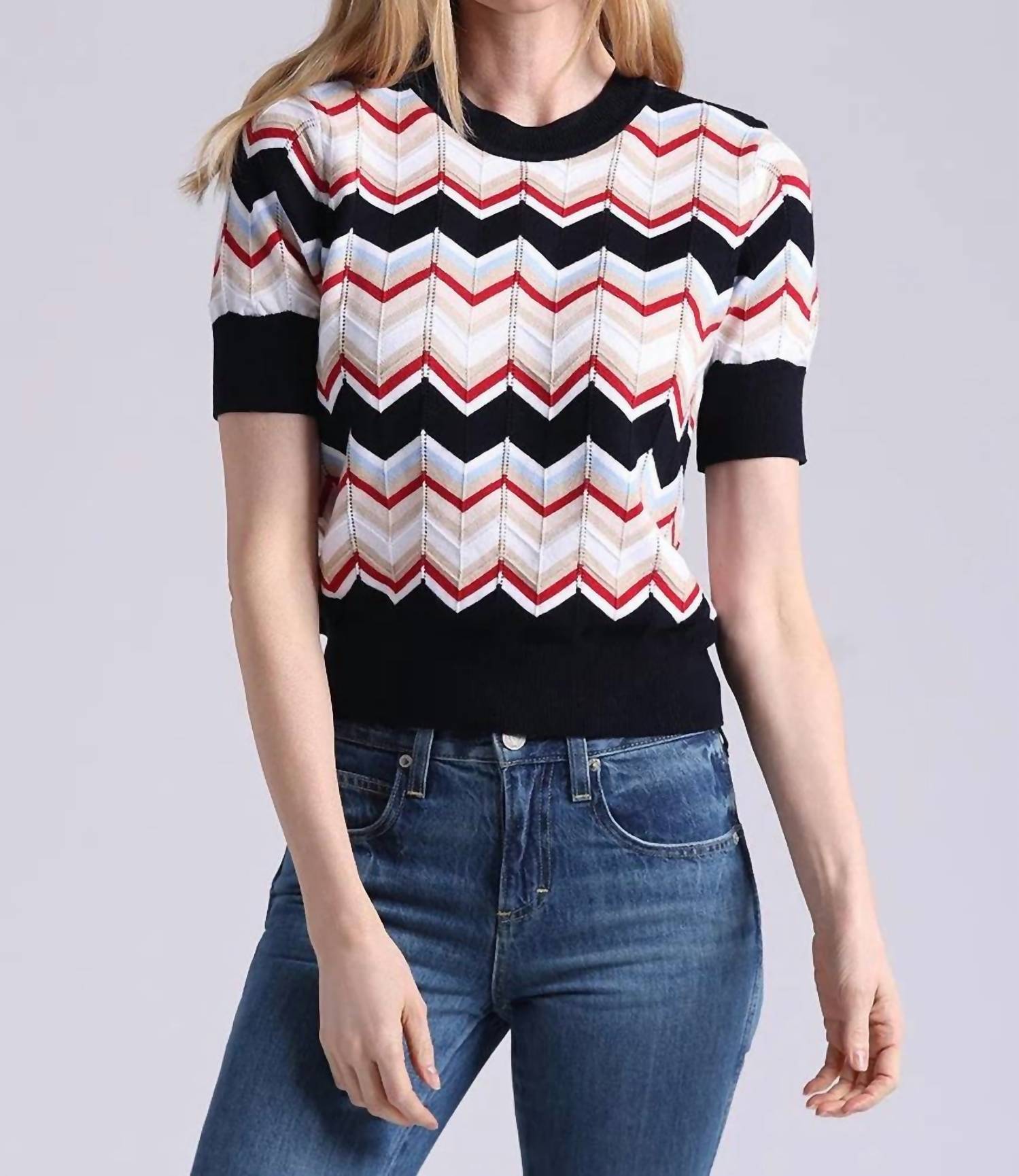 Minnie Rose - Chevron Short Sleeve Crew Tee