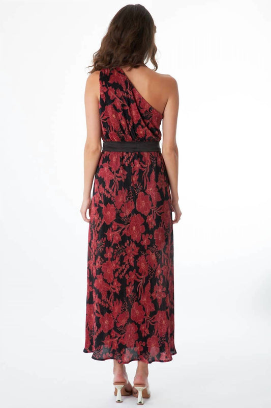 En Creme - Pleated One Shoulder Maxi Dress