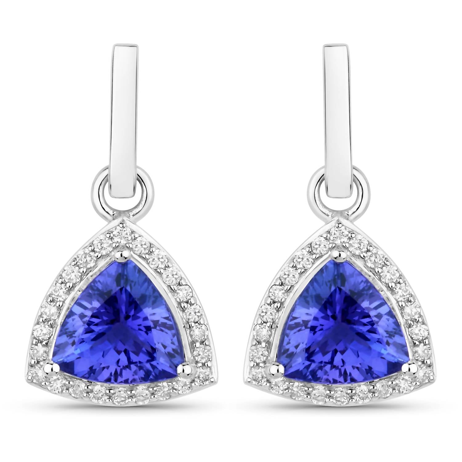 Diana M Jewels Women's Trillion Natural Tanzanite (aaa+) Stud Earrings (3.86 Ct) - Signature Plus in 14k white gold 1 - women's jewelry