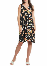 TRIBAL Edie Printed Jersey Flare Sleeveless Dress in papaya - women's dress