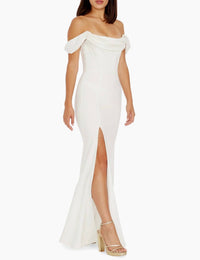 DRESS THE POPULATION Melania Bustier Mermaid Gown in white - women's dress - alternate view