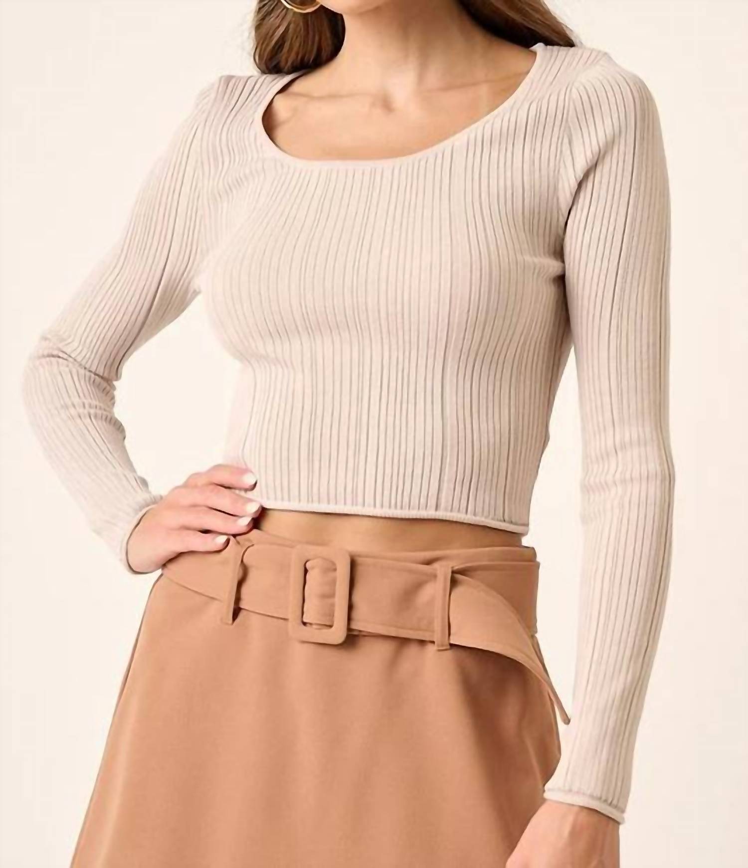 Mittoshop - Scoop Neck Rib Knit Sweater