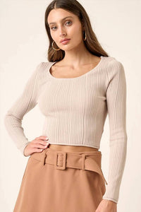 Mittoshop - Scoop Neck Rib Knit Sweater