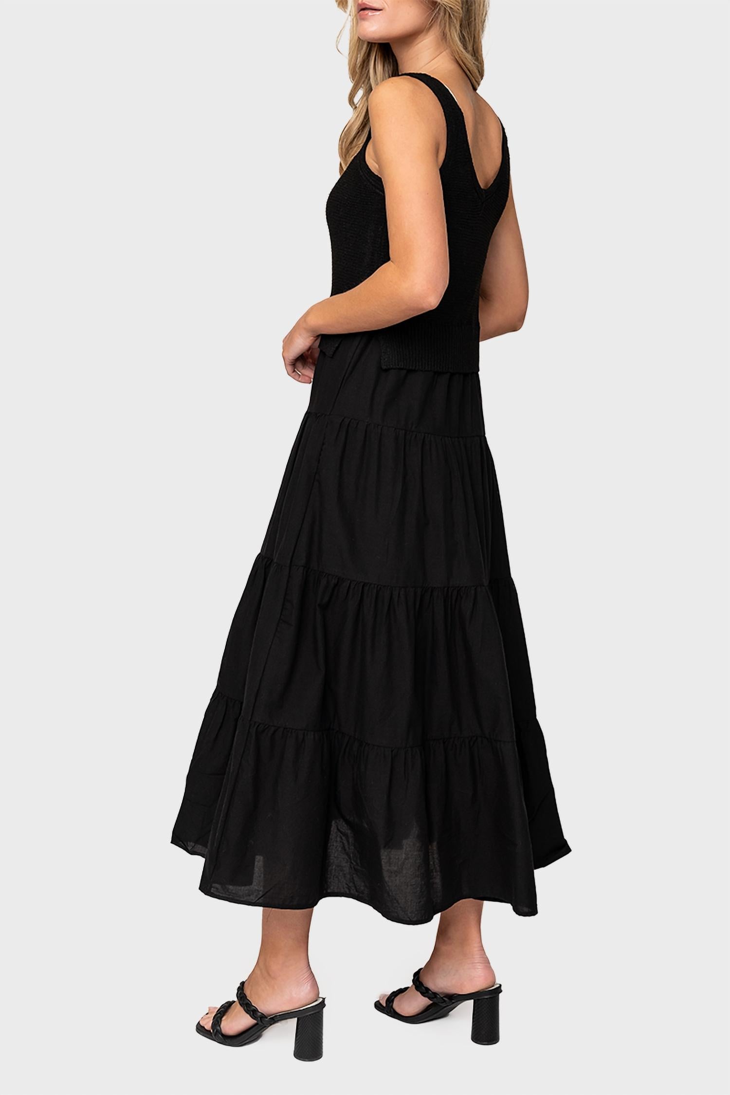 Elan - Knit Tank Mixed Media Maxi Dress