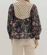 Entro - Floral Yoke Long Sleeved Top