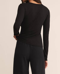 Z Supply Second Skin Crew Top in black 1 - women's long sleeve top - alternate view