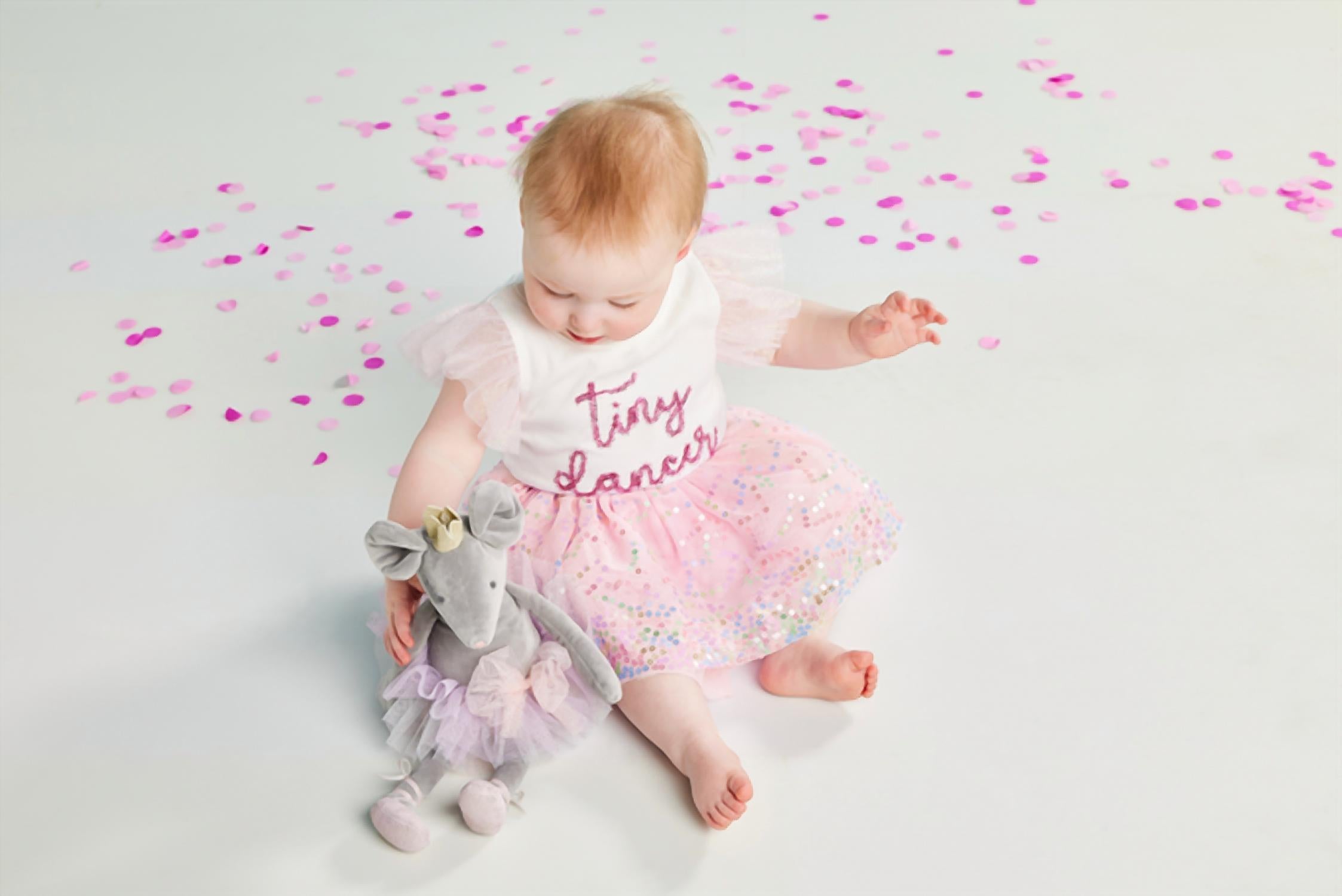 mudpie Girl's Scattered Sequin Tutu Skirt in pink - kids' skirt - detail view