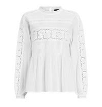 AllSaints Women's Elaia Embroidered Lace Trim Top in white - women's blouse - view 6