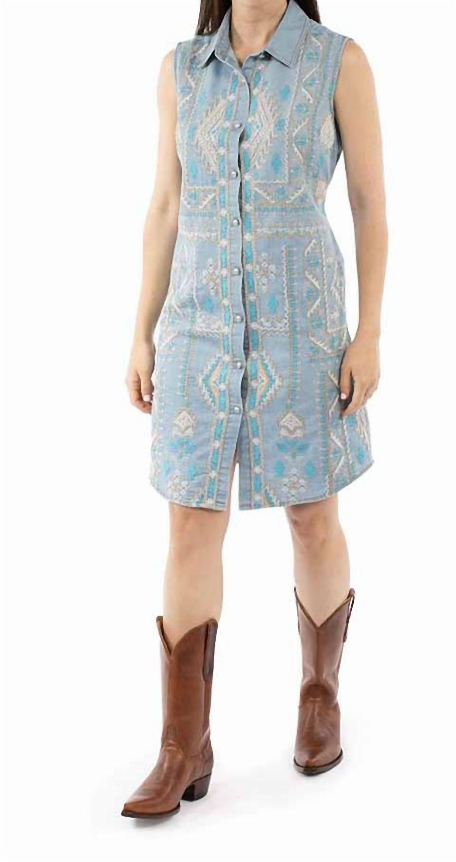 Scully - Sleeveless Denim Shirt Dress