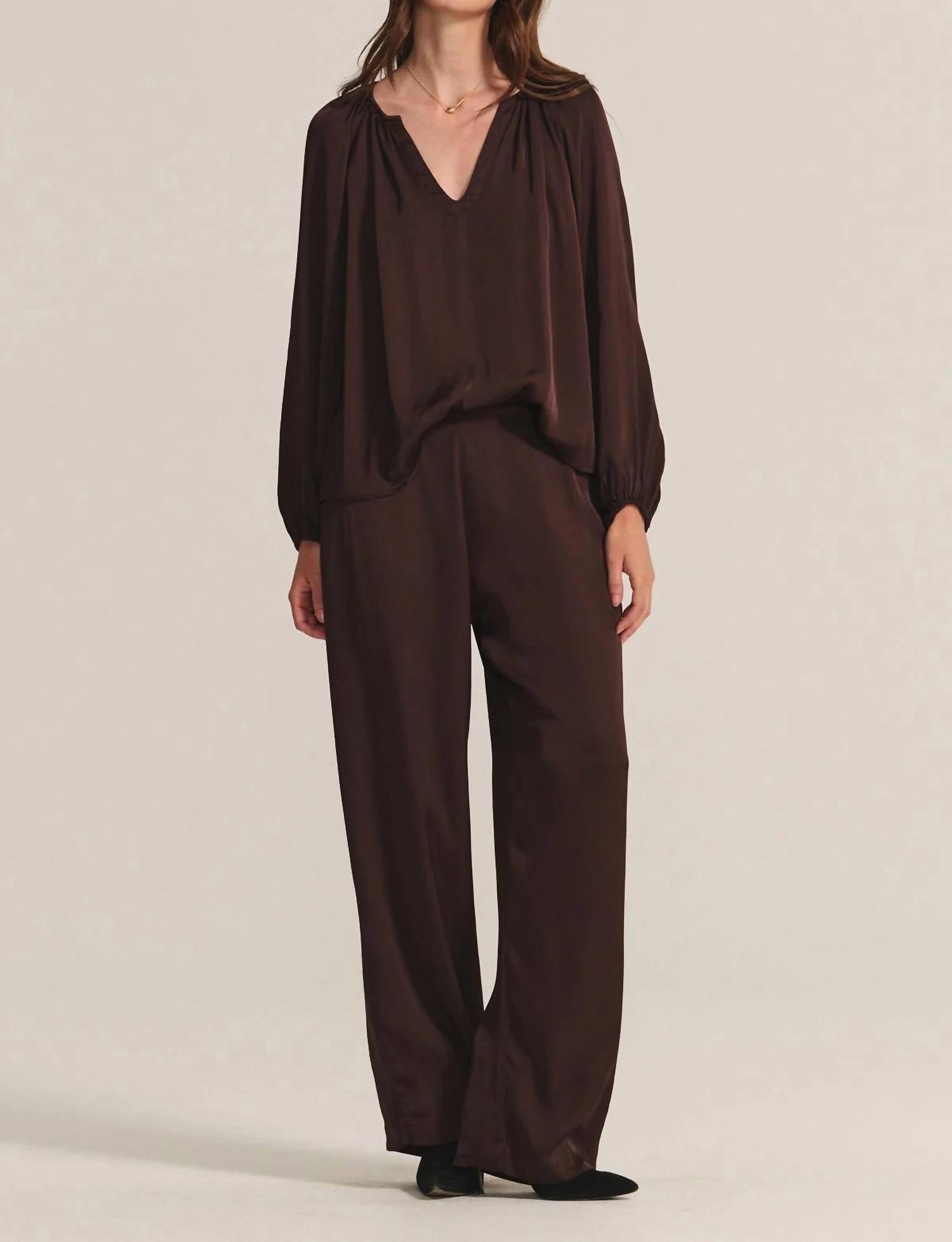 Velvet By Graham & Spencer - Lyla Silk Velvet Satin Mix Media V-neck Blouse
