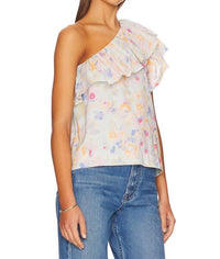 Something Navy - One Shoulder Ruffle Top