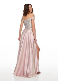 Rachel Allan - Off-the-shoulder A-line Prom Gown With Ab Crystals