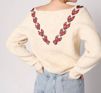 So Me Holly Jolly Bow Sweater - Plus in light brown - women's sweater - detail view