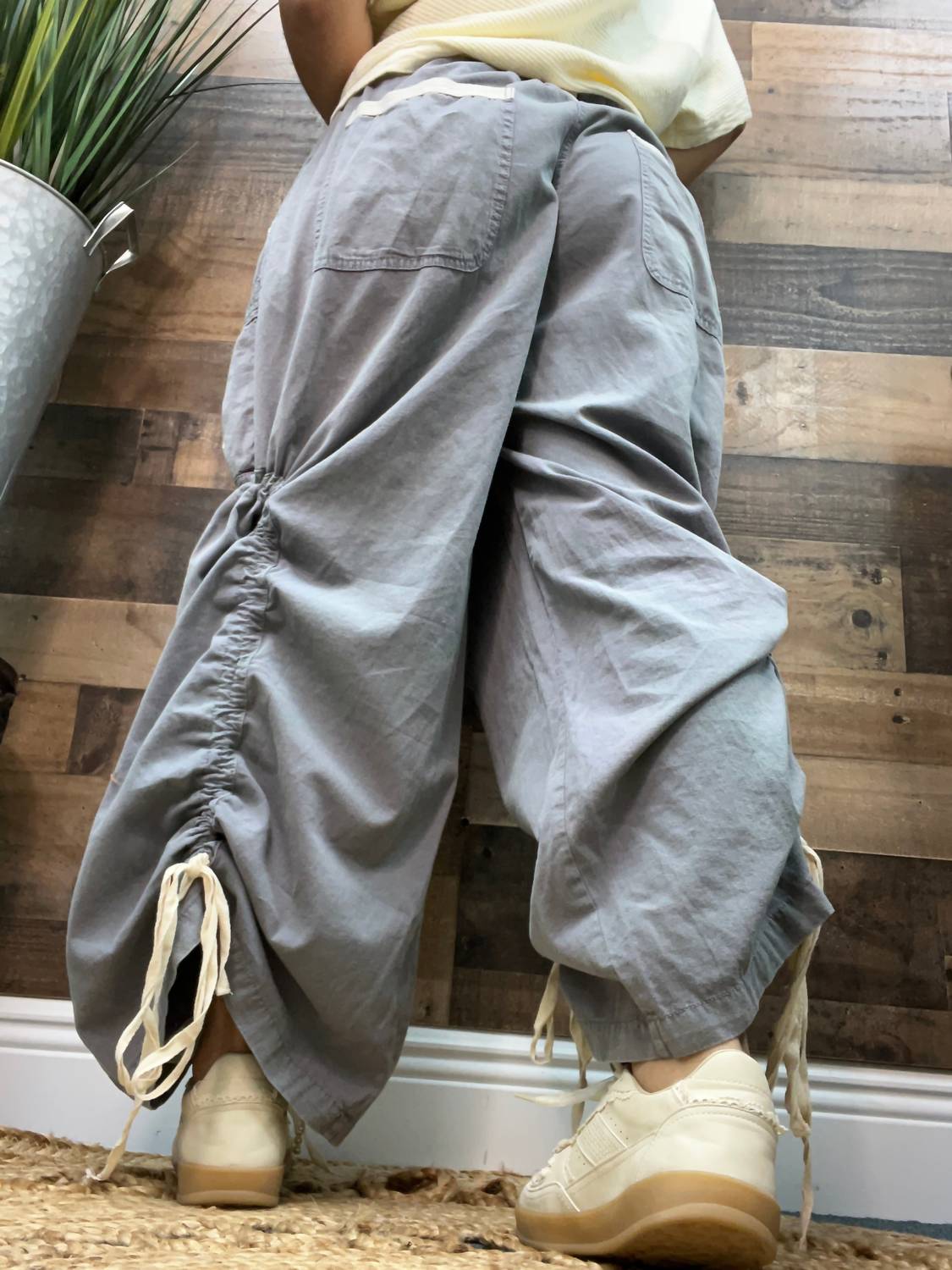 Blue Velvet - Women's Tape Elastic Waist Jogger Parachute Pants