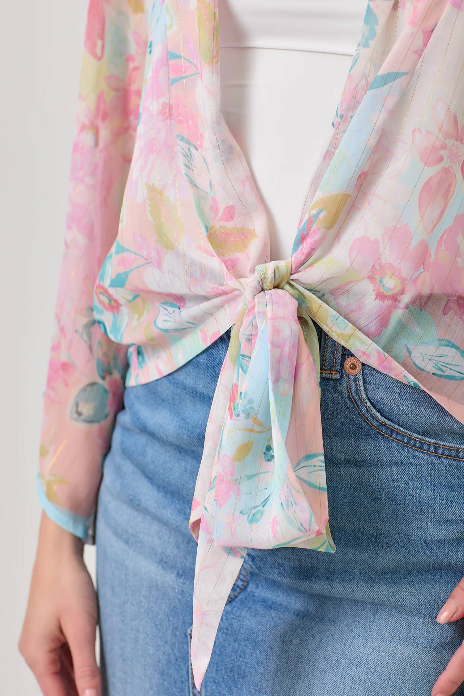 Mystree - Flowy Tie Front Kimono