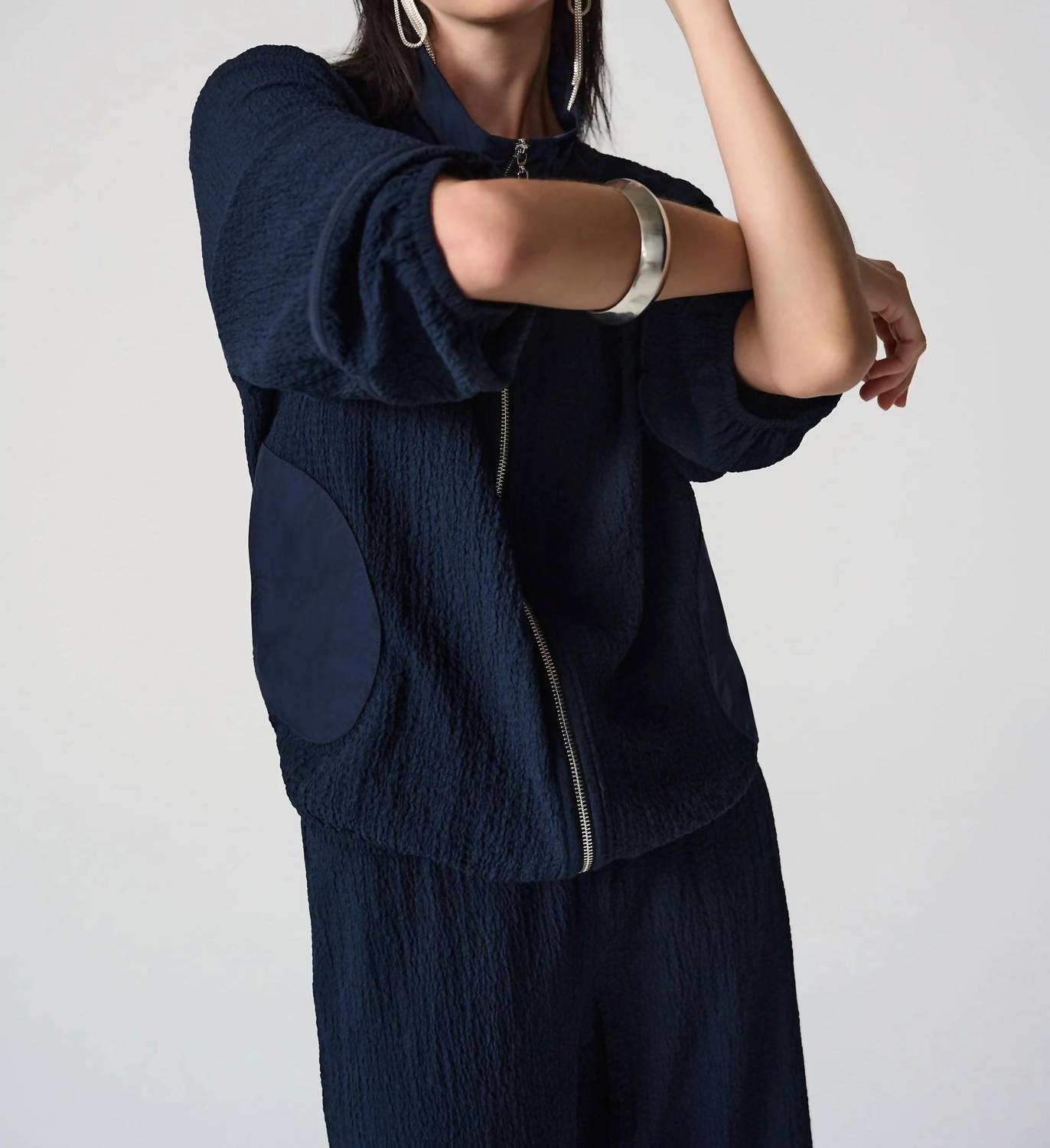 Joseph Ribkoff - Textured Zip-up Bomber Jacket