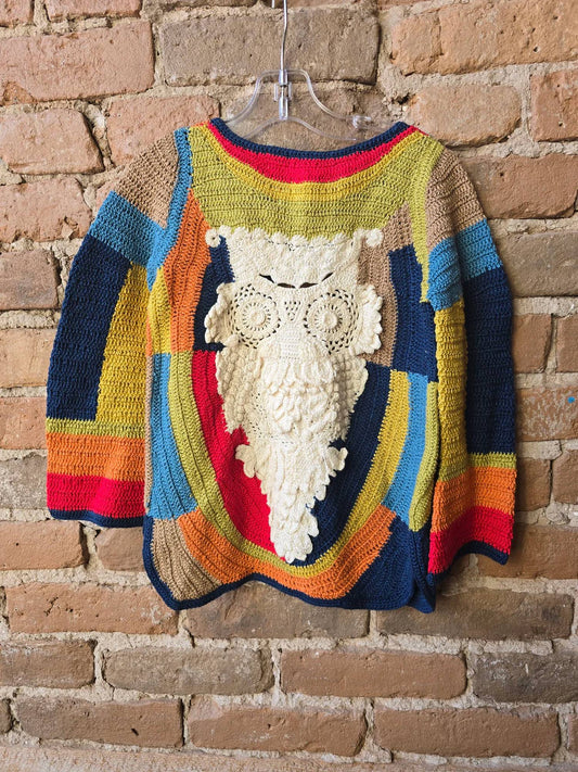 Native Funk & Flash - Girl's Owl Inset Crochet Sweater