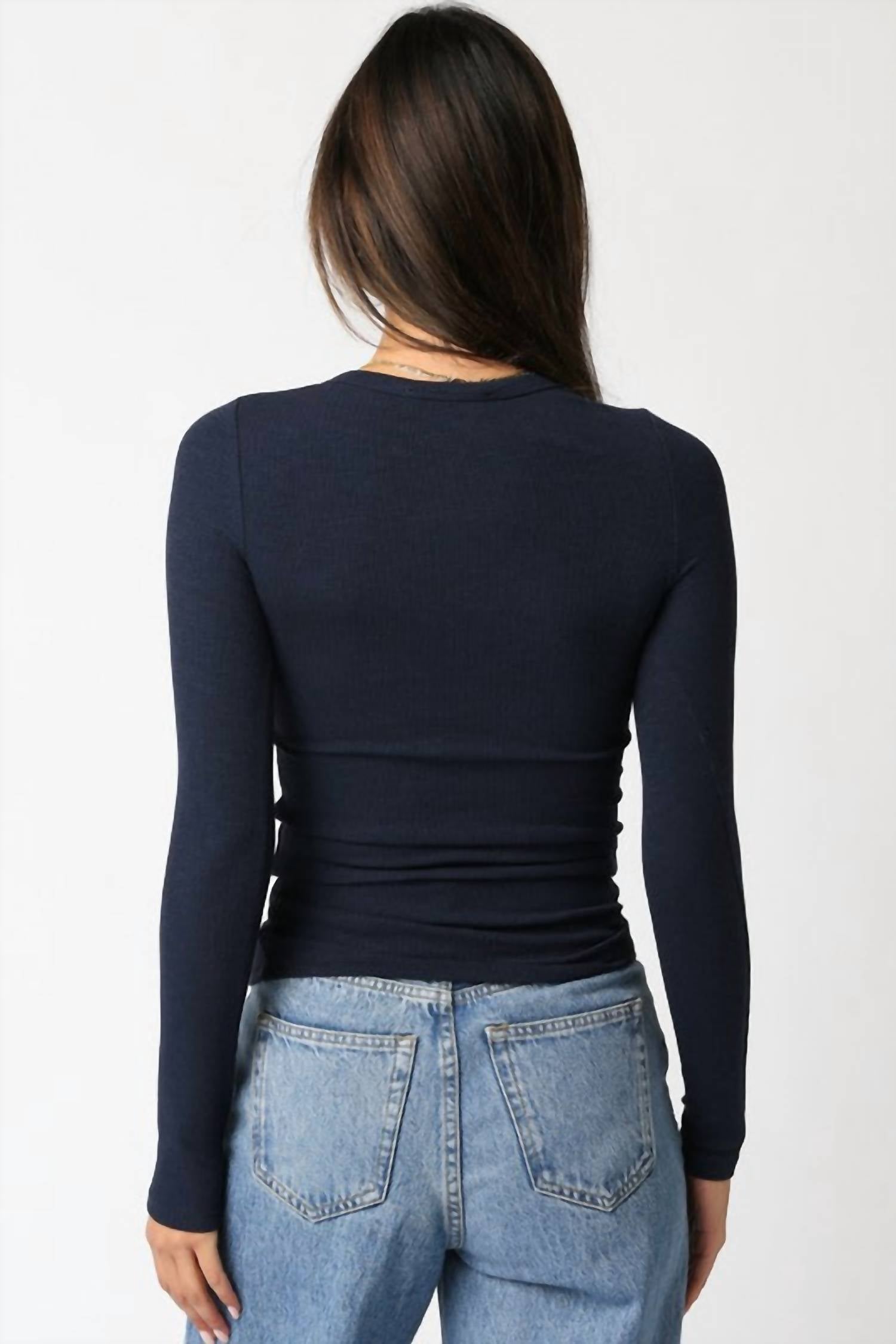 Olivaceous - Cassie Long Sleeve Ribbed Top