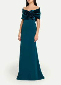 Badgley Mischka - Velvet Drape Evening Gown