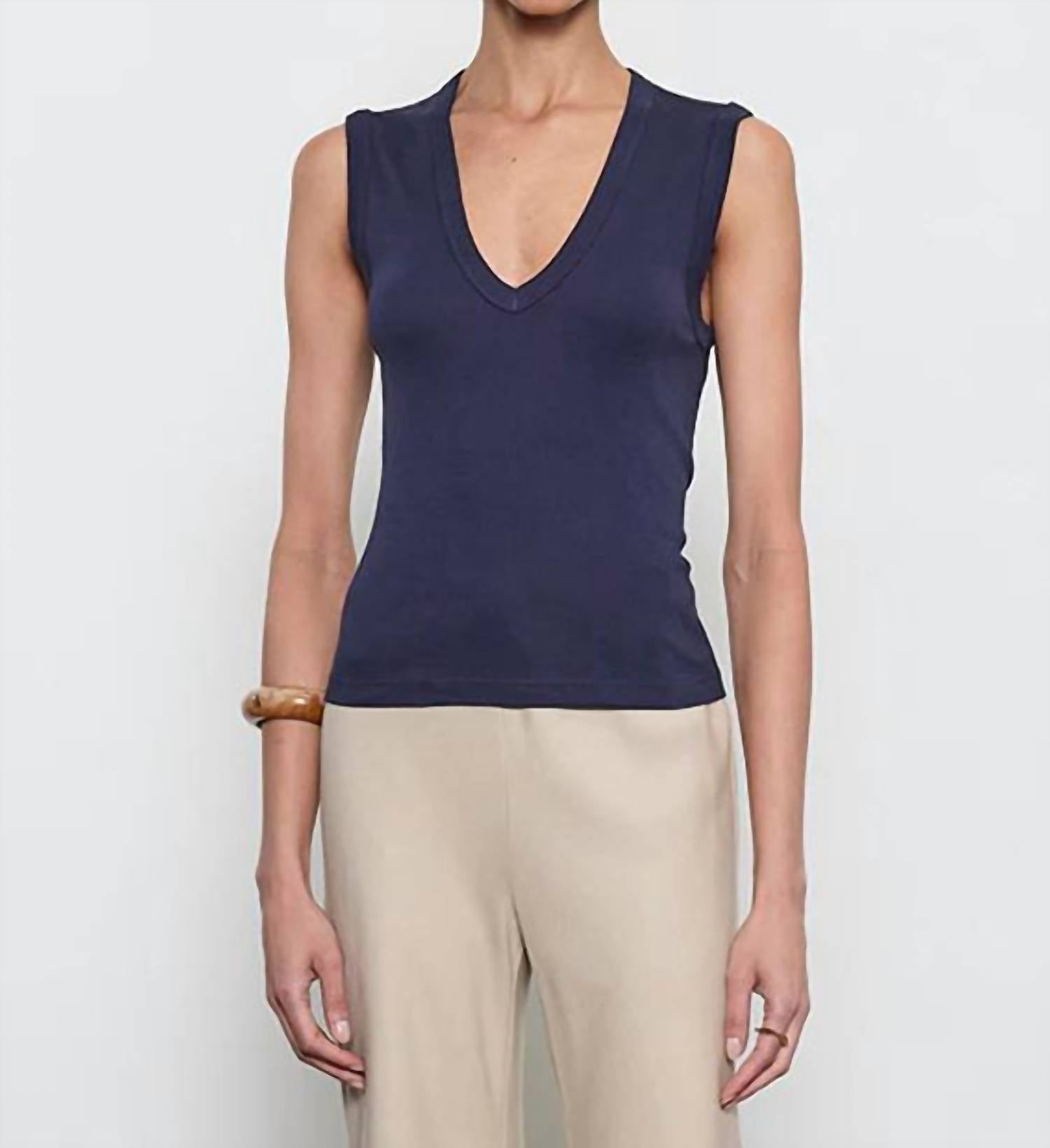 Enza Costa - Supima Sleeveless V-neck Top