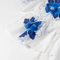 Rosa Clothing - Floral Front Tie Blouse
