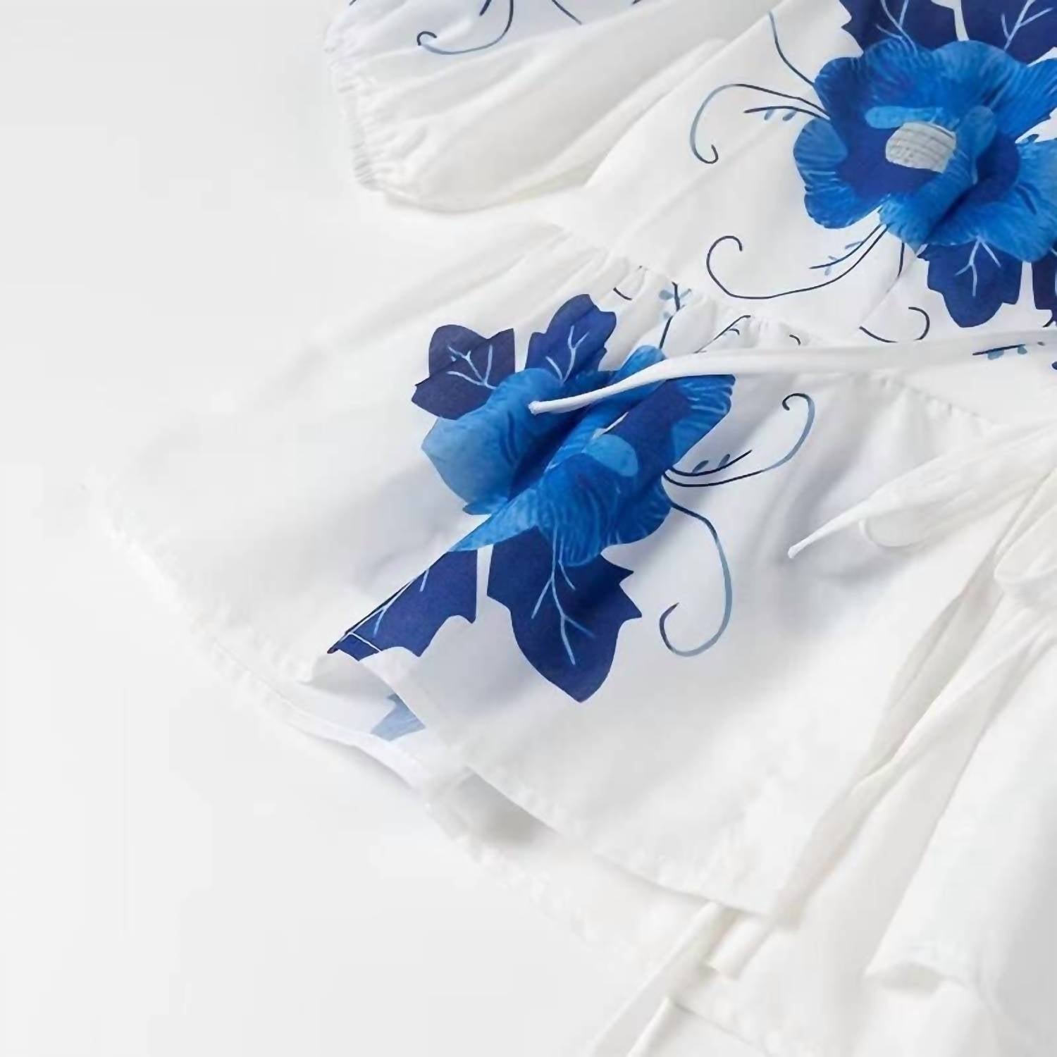Rosa Clothing - Floral Front Tie Blouse