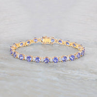 Diana M Jewels Women's Round Natural Tanzanite Bracelet (9.87 Ct) - Bold in 14k yellow gold - women's jewelry - detail view