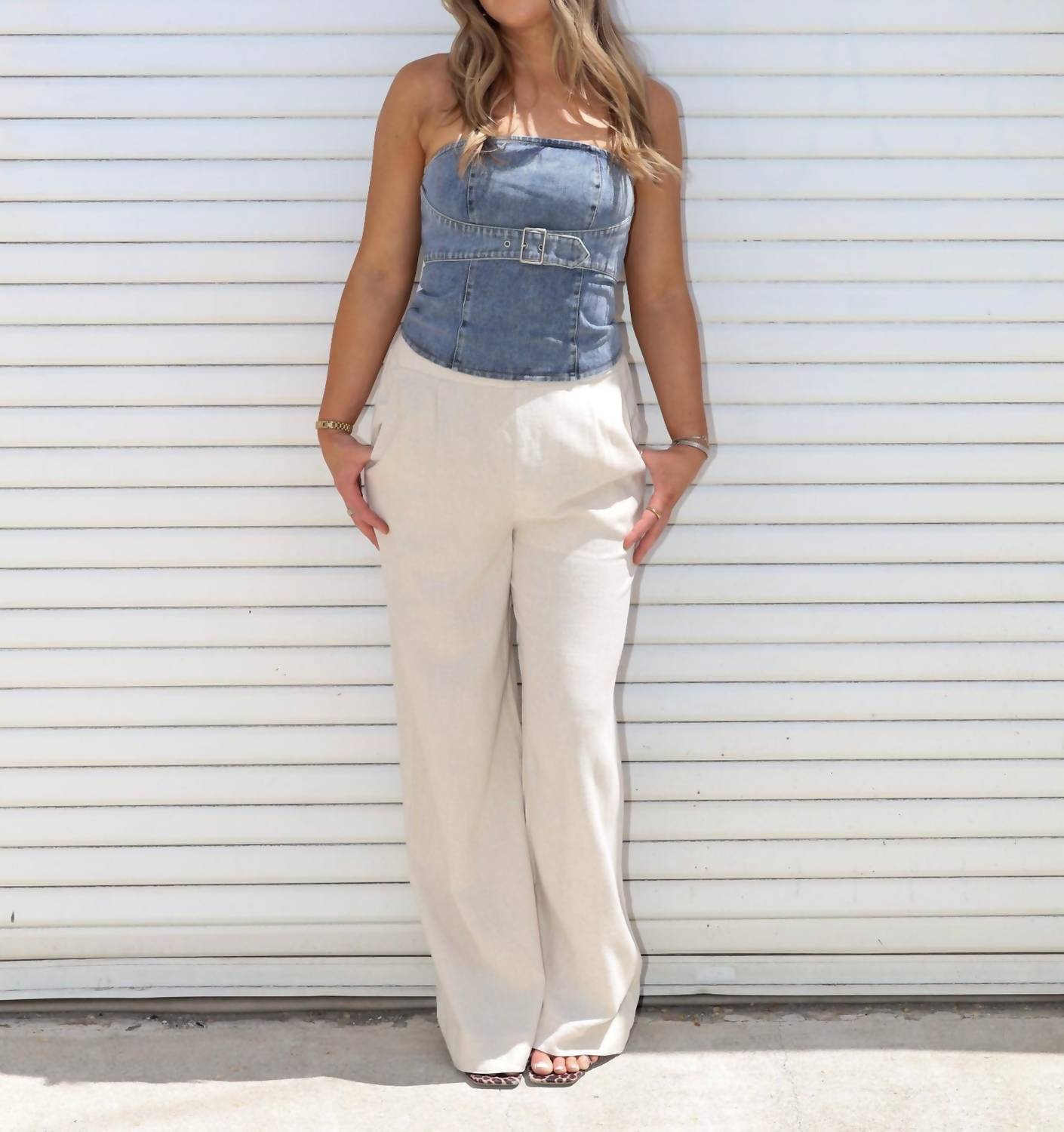 Emory Park - Buckle Up Denim Top