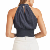 Sadie & Sage At Last Smocked Top in blue - women's tank top - alternate view