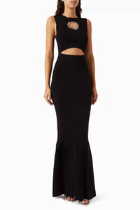 A.W.A.K.E. Mode Knit Maxi Dress With Hem Panel Detail in black - women's dress