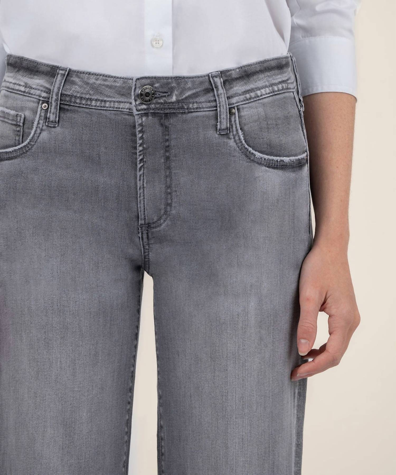 KUT FROM THE KLOTH Charlotte Mid Rise Wide Leg Jeans in grey - women's jeans - view 4